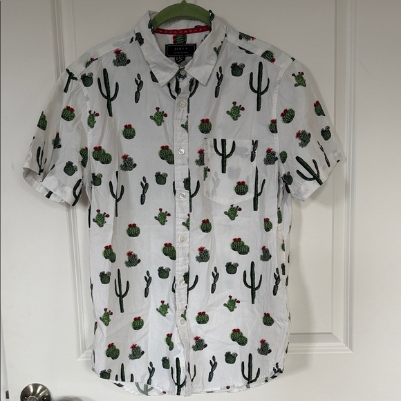 21men Other - 21men White Cactus Print Casual Shirt